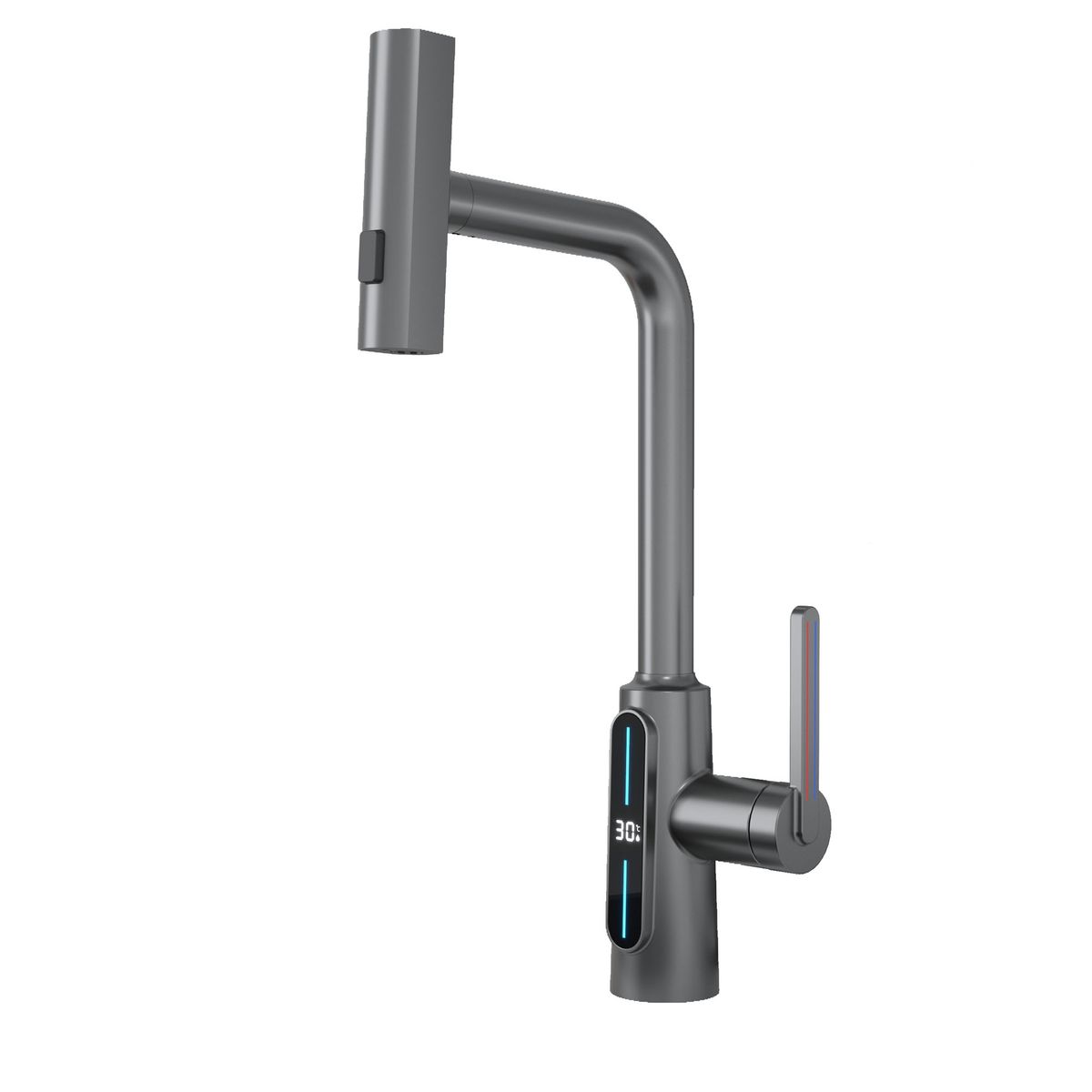 SHOOT - Llave monomando extensible Gris Acero ShootHome visor digital