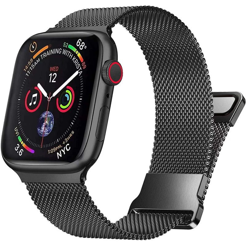 ORILWAYO - Correa Acero Compatible Con Apple Watch Series 7 Se 6 5 4  negro