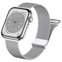 ORILWAYO - Correa Acero Compatible Con Apple Watch Series 7 Se 6 5 4 plateado
