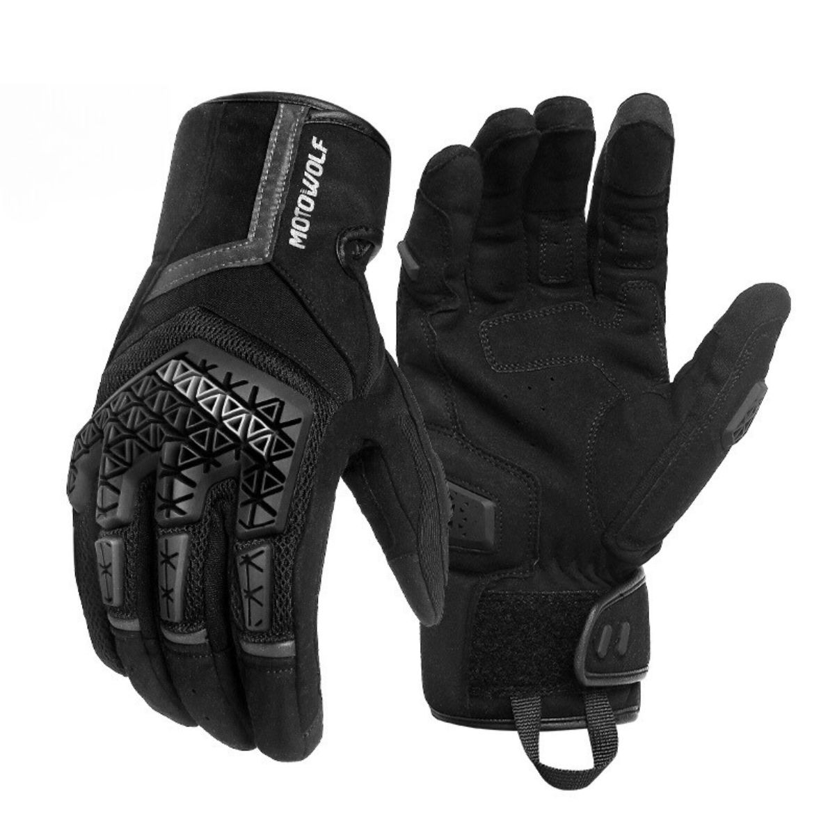 MOTOWOLF - Guantes de Motociclismo  Deportivos Táctiles Motowolf 0338 Negro