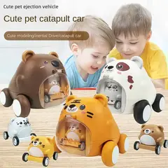 SM - Juguete Set 3 Autos Lanzador Animales Montesorri Didactico