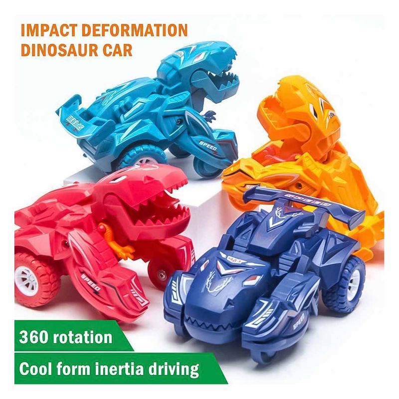 SM - Set Juguetes Cuatro Autos Transformers Dinousaurio para niño