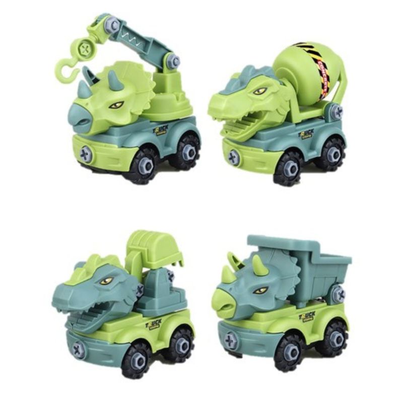 SM - Set 4 Juguetes Camion Dinosaurios Rex y Triceratops Surtidos