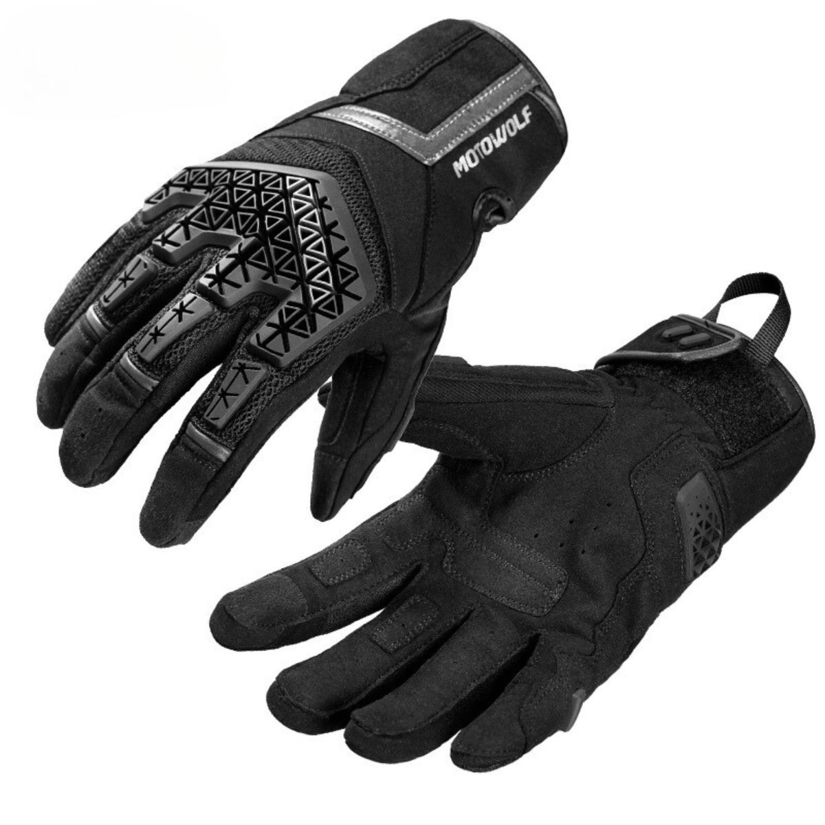 MOTOWOLF - Guantes de Motociclismo  Deportivos Táctiles Motowolf 0338 Negro