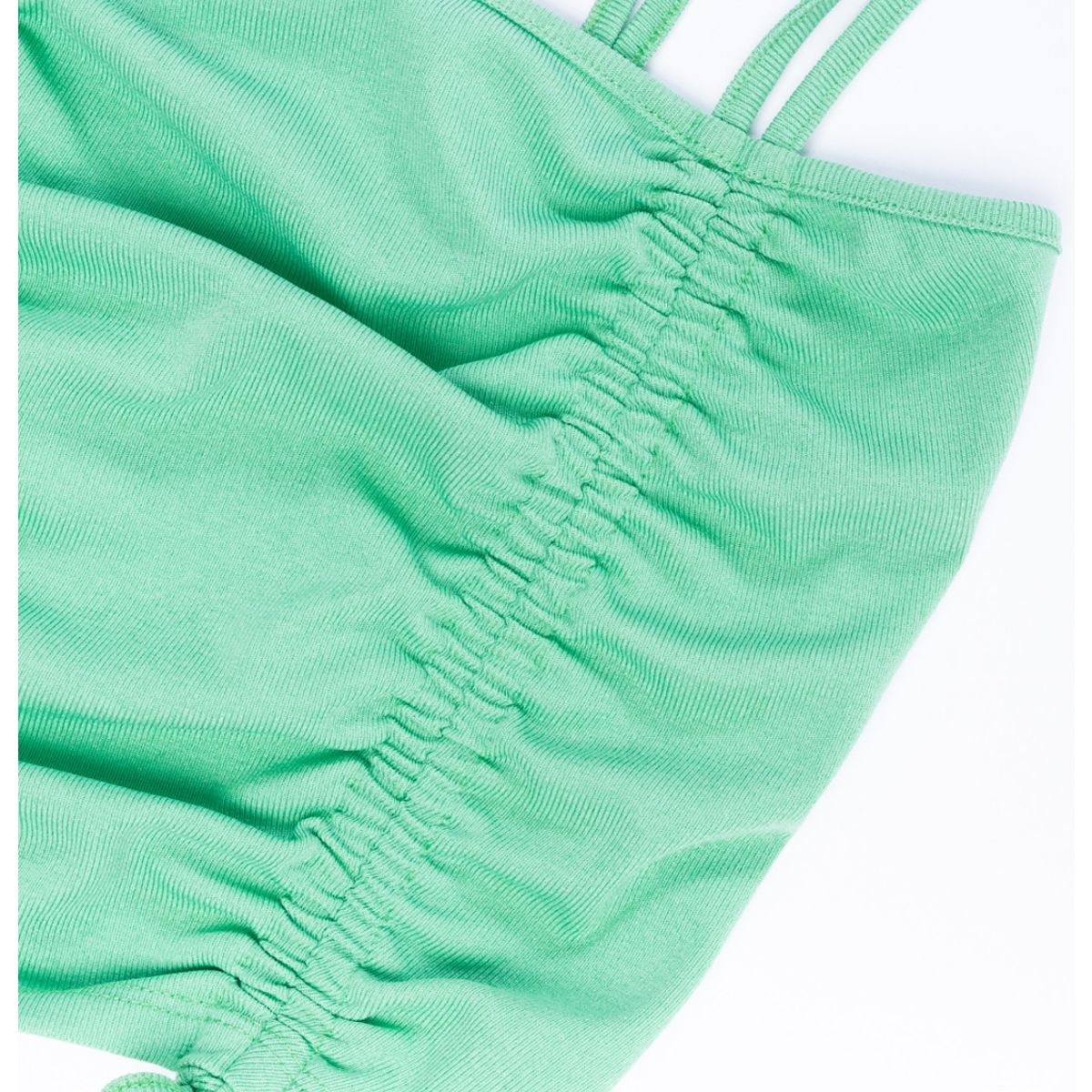 CACAO - Polera Bari Crop Recogido en Costados Verde Cacao