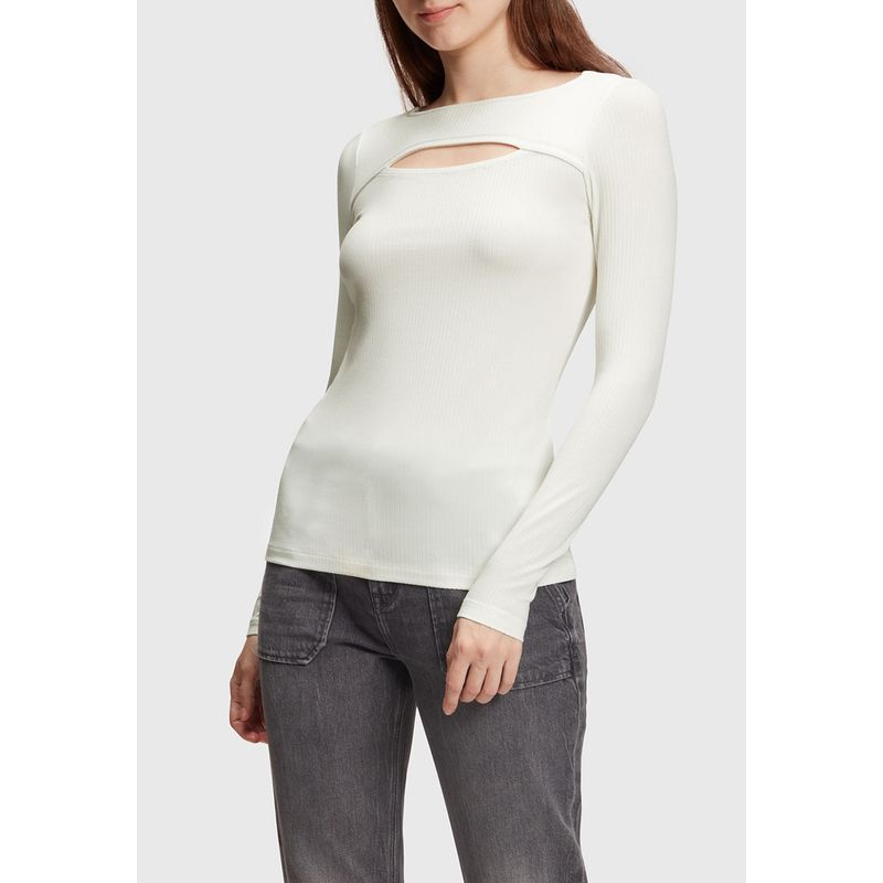 ESPRIT - Polera Manga Larga Cut-Out Con Purpurina Mujer Esprit ESPRIT