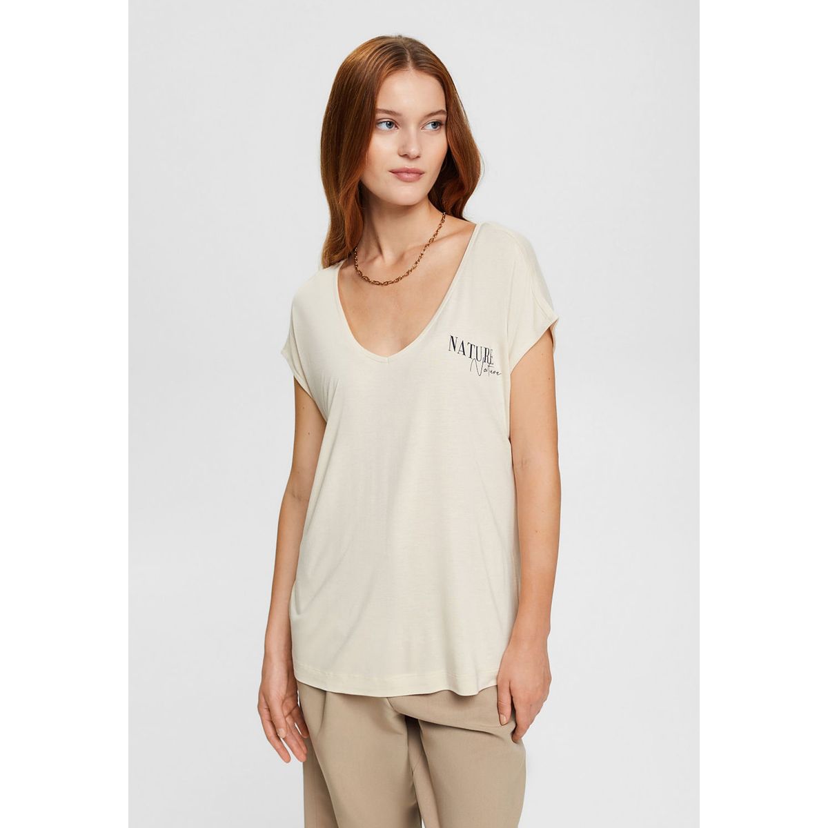 ESPRIT - Polera Cuello En V Estampada Con Líneas Mujer Esprit ESPRIT