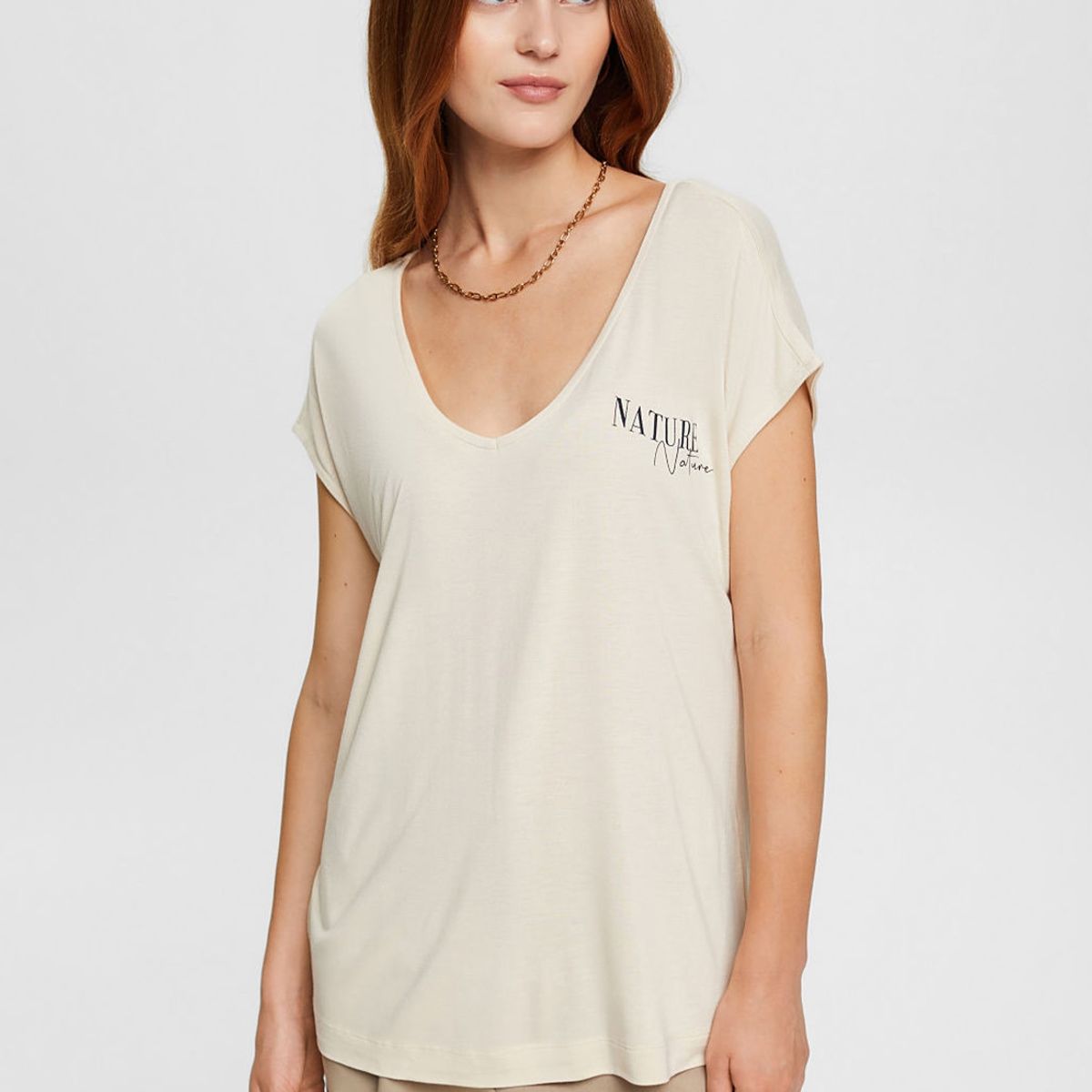 ESPRIT - Polera Cuello En V Estampada Con Líneas Mujer Esprit ESPRIT