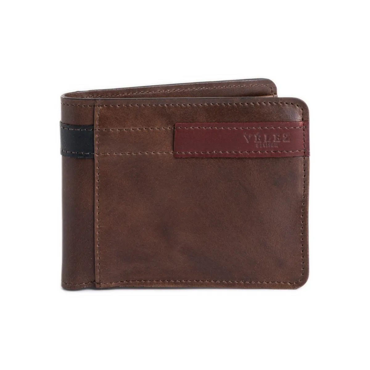 VELEZ - Vélez Billetera De Cuero Leather Contrastes  Café