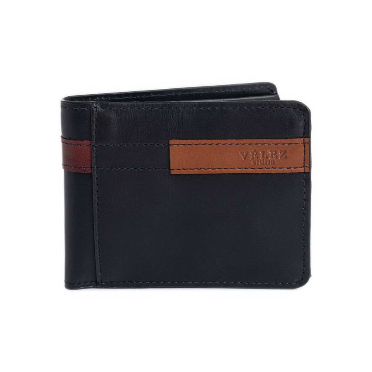 VELEZ - Vélez Billetera De Cuero Leather Contrastes  Negro