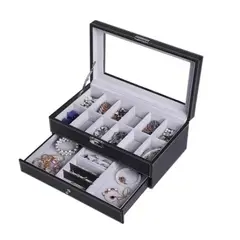 GENERICO - Caja Organizadora Relojes Y Joyas 2 Niveles Cofre Joyería SG103168