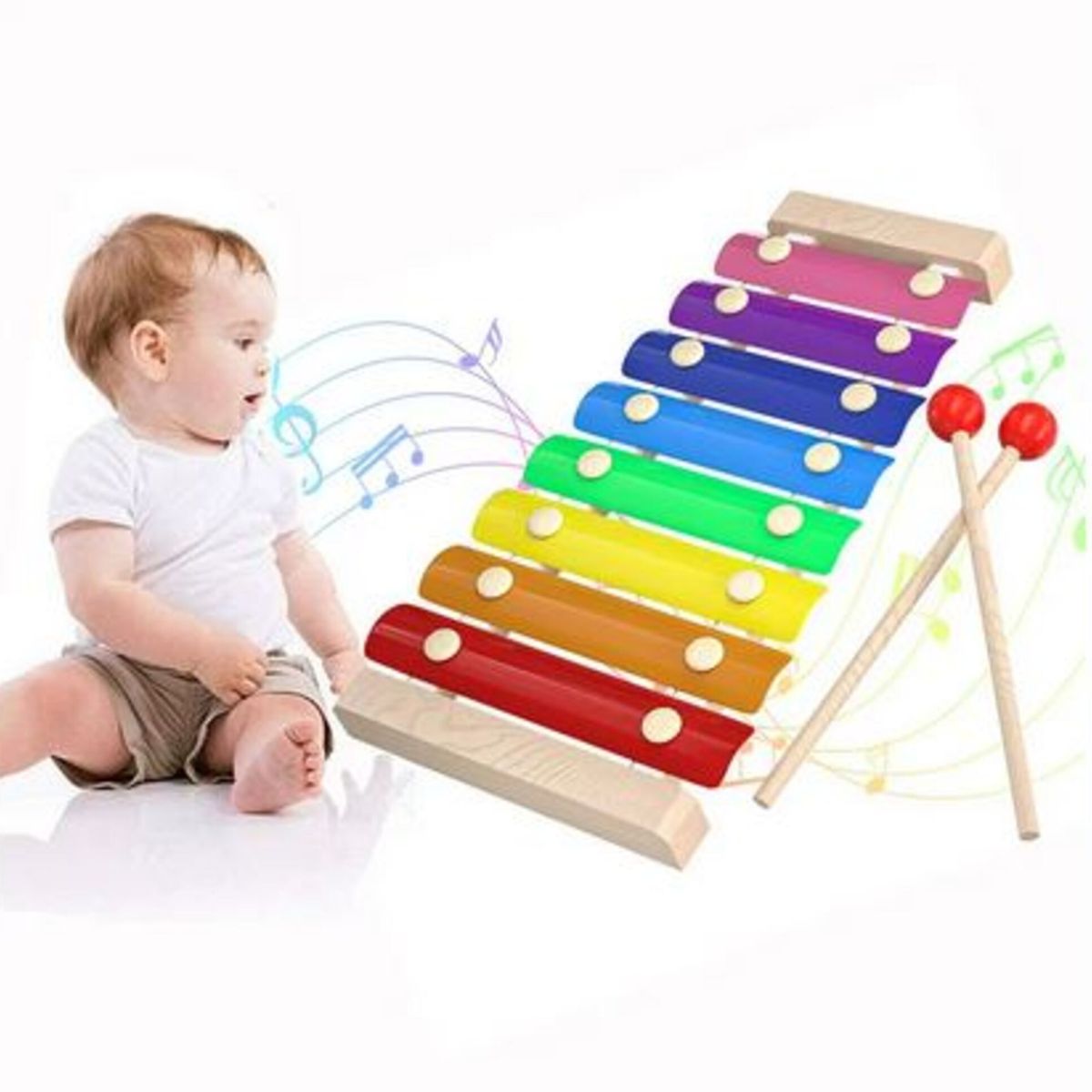 GENERICO - Xilofono Metalofono 8 Notas De Madera Para Niños Y Niñas