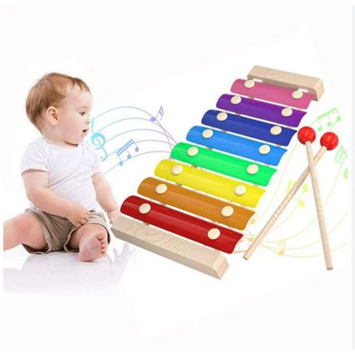 GENERICO - Xilofono Metalofono 8 Notas De Madera Para Niños Y Niñas