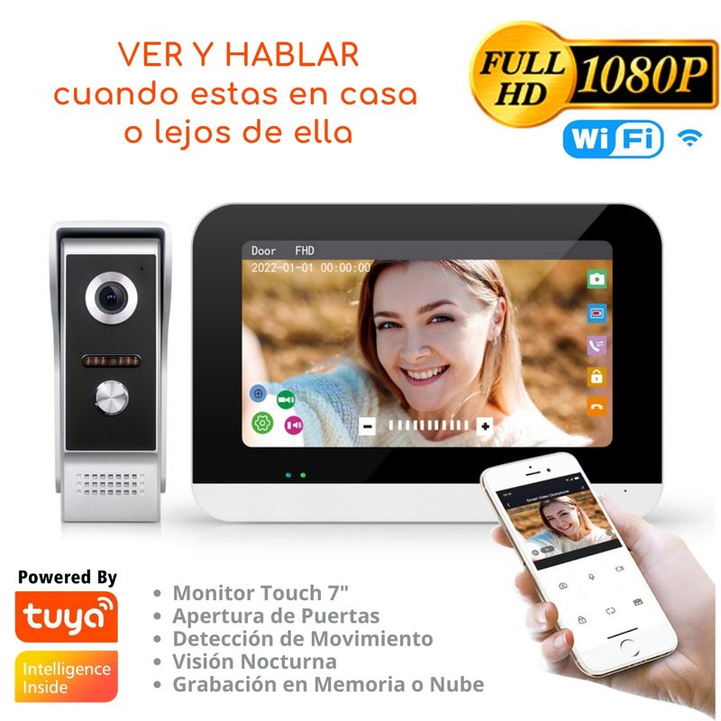 D MOTICA - Video Portero Wifi Inteligente Full Hd con Monitor Touch 7