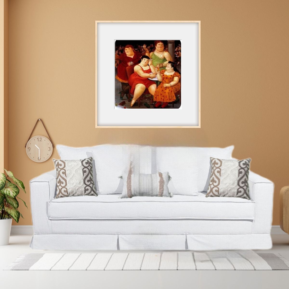 MUNDO LIVING - Sofa 3 cuerpos Lucio blanco hueso con resortes pocket