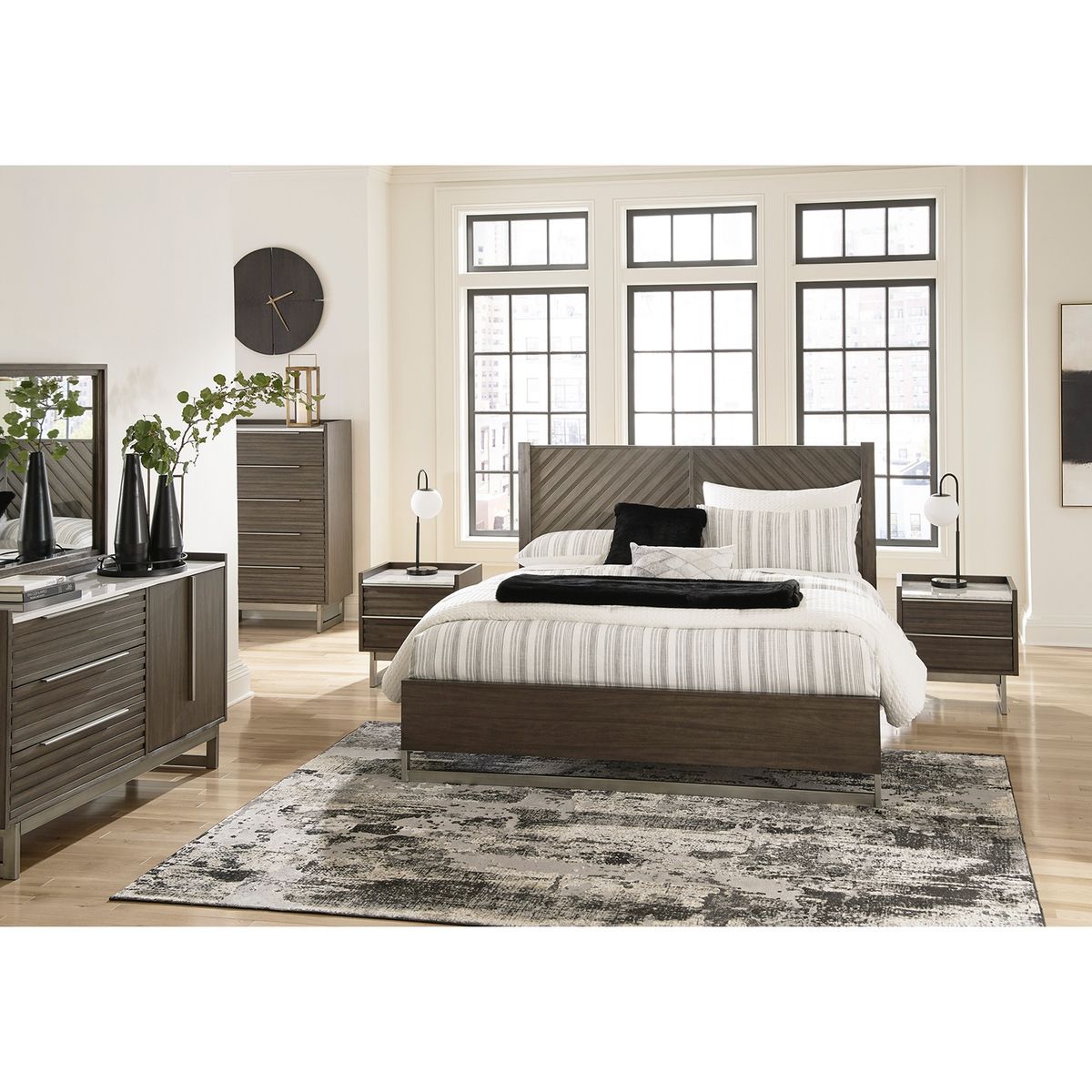 ASHLEY - Cama 2 plazas Arkenton grayish brown