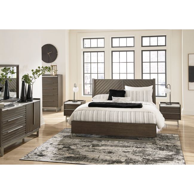ASHLEY - Cama 2 plazas Arkenton grayish brown