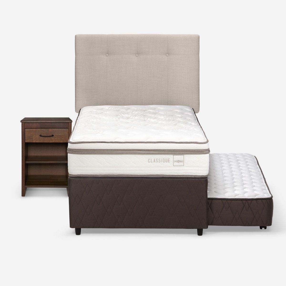 ROSEN - Diván Classique+ 1,5 Pl +Respaldo New Bennet Natural+Velador