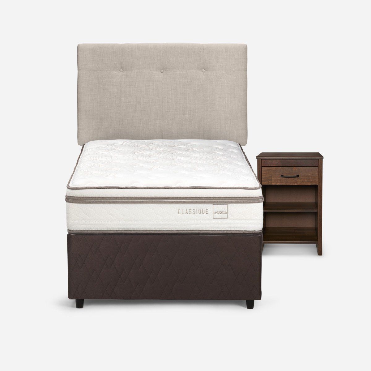 ROSEN - Diván Classique+ 1,5 Pl +Respaldo New Bennet Natural+Velador