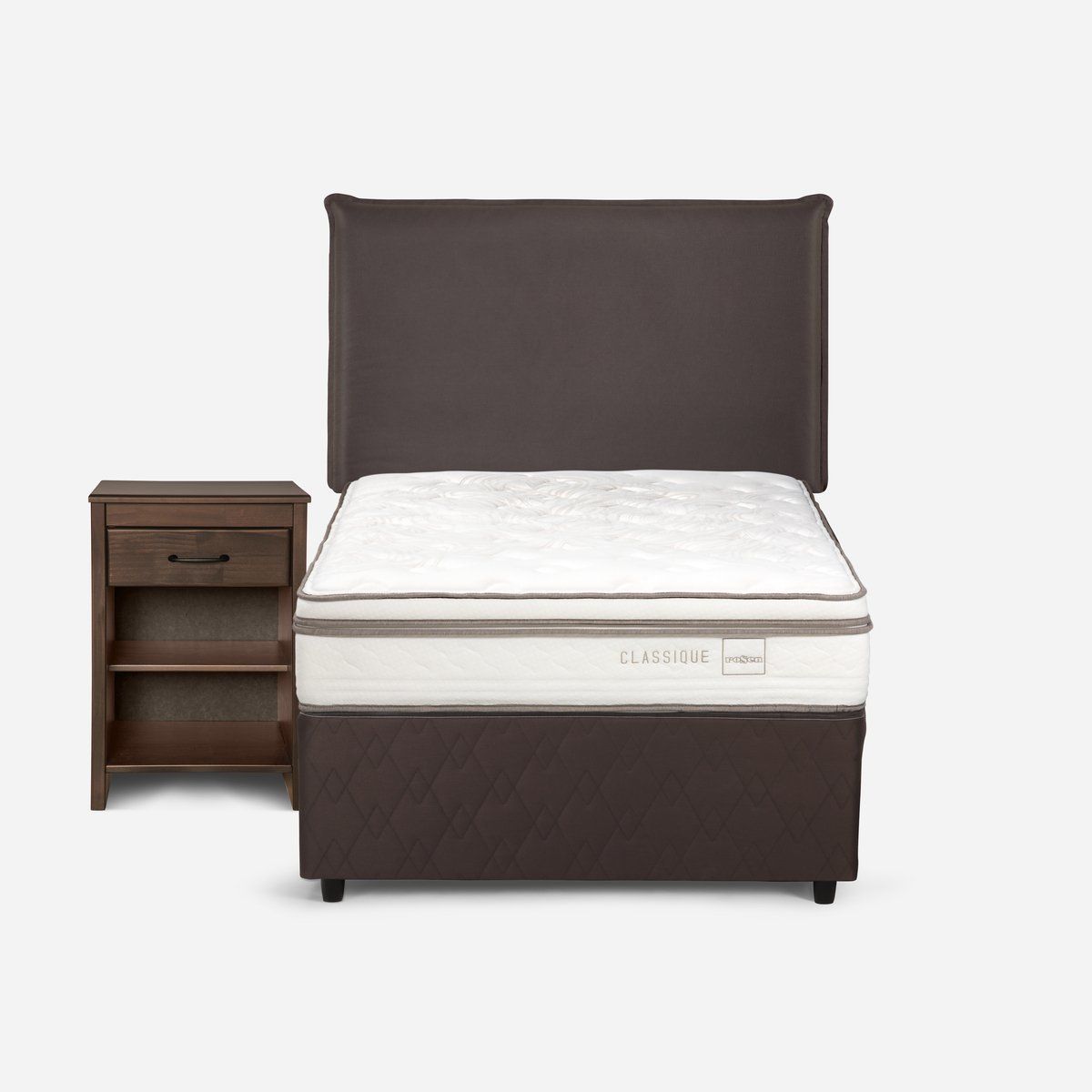ROSEN - Diván Cama Classique+ 1,5 Plazas + Muebles Maurice Chocolate
