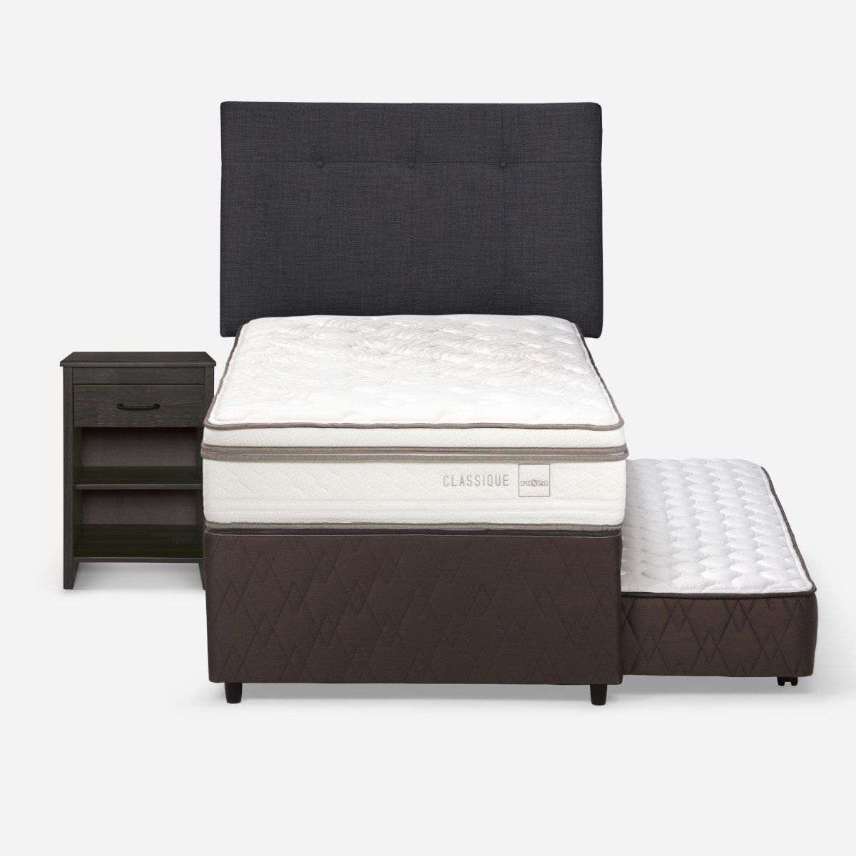 ROSEN - Diván Cama Classique+ 1,5 Plazas + Muebles Maurice Grafito