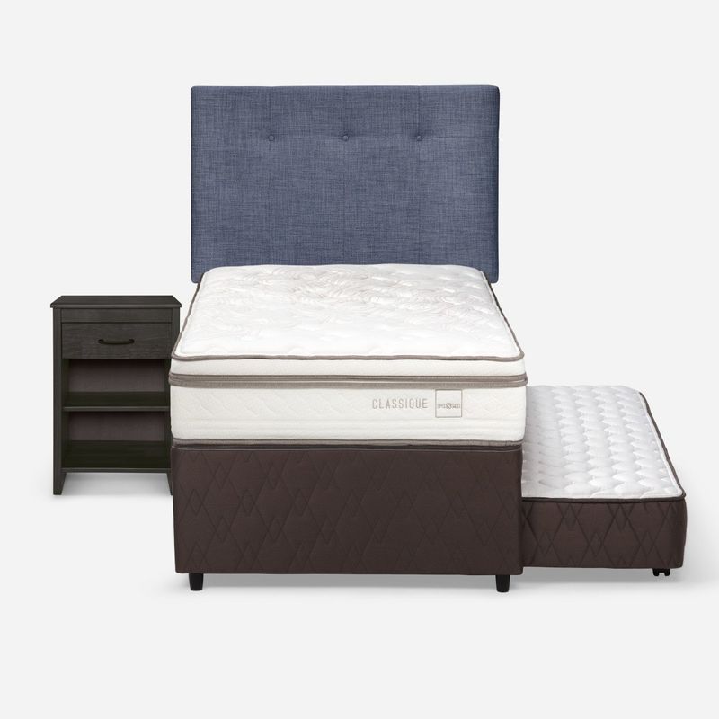 ROSEN - Diván Classique+ 1,5 Pl + Respaldo New Bennet Denim +Velador