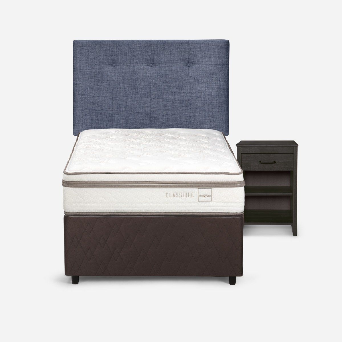 ROSEN - Diván Classique+ 1,5 Pl + Respaldo New Bennet Denim +Velador