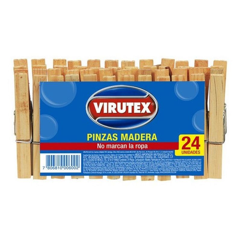 VIRUTEX - Pinzas Para Ropa De Madera X24 Virutex