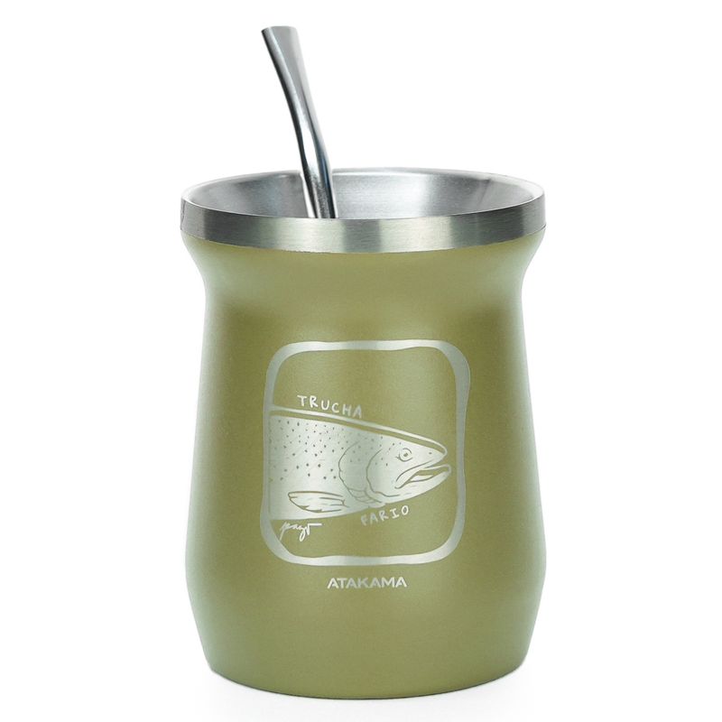 ATAKAMA OUTDOOR - Mate Inoxidable Atakama Outdoor - 235 ml - Incluye Bombilla - Trucha Fario
