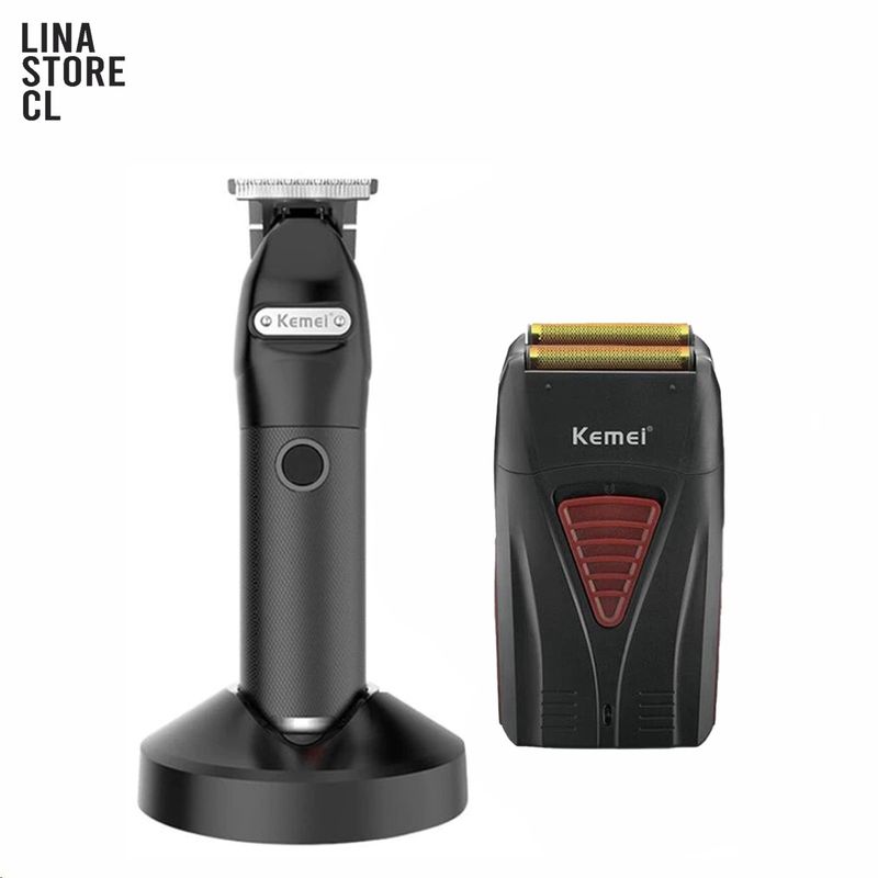 KEMEI - PACK 2 MAQUINA AFEITADORA INALAMBRICA KEMEI TRIMMER 1753 + SHAVER 3381