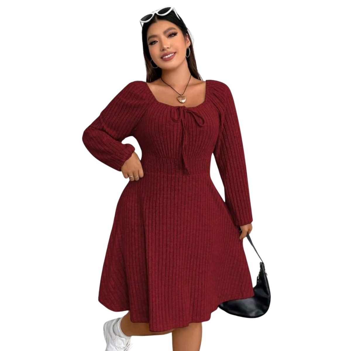 GENERICO - VESTIDO ACAMPANADO MANGA GLOBO LARGA IDEAL PARA FIESTA