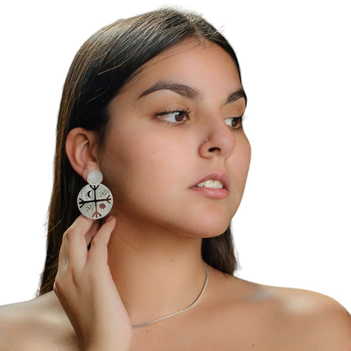 GENERICO - Aro kultrún Cultura Mapuche  Peltre Bañado En Plata