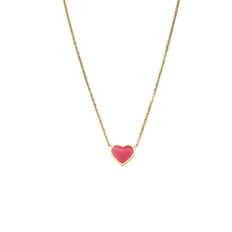 ELBAULDEJUMA - Colgante Corazon Rojo Hipoalergenico Chapado En Oro 18k Niña