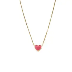 ELBAULDEJUMA - Colgante Corazon Rojo Hipoalergenico Chapado En Oro 18k Niña