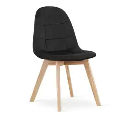 GENERICO - Silla de Comedor Negro Felpa Patas Madera
