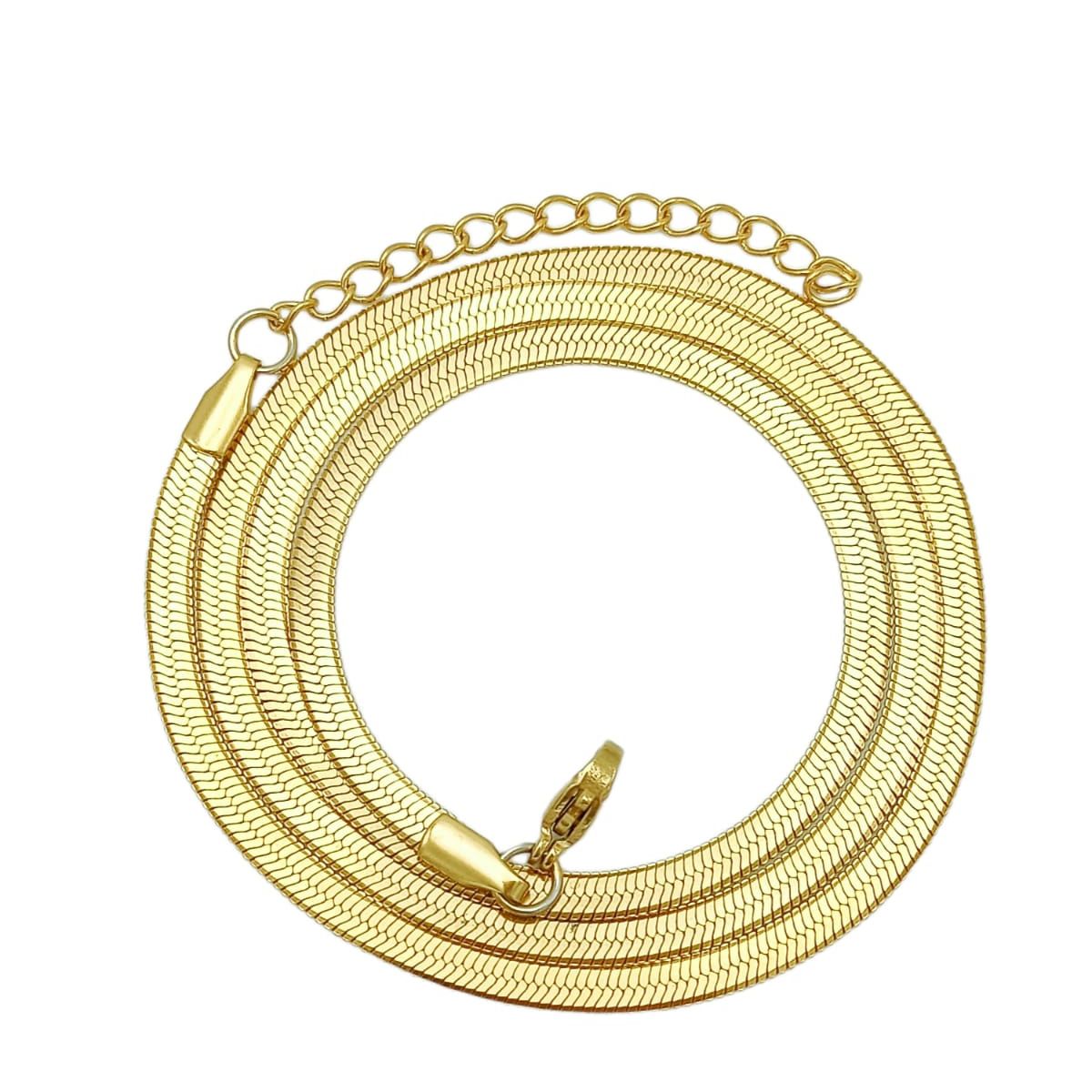 ELBAULDEJUMA - Colgante Cadena Tejido Serpiente 3mm Chapado En Oro 18kl