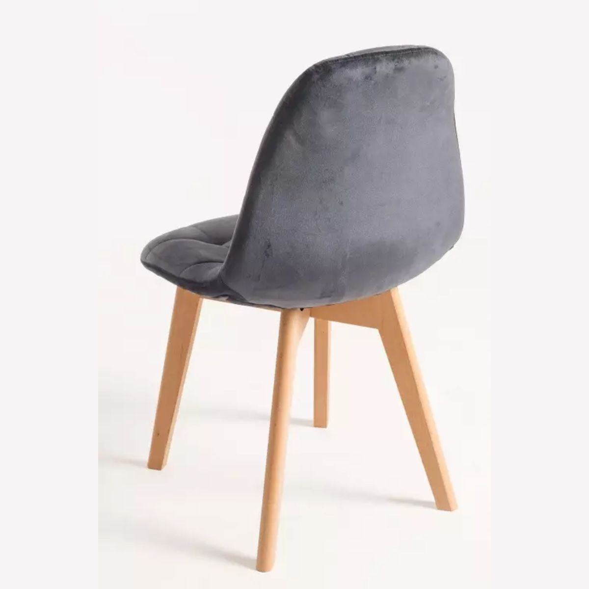 GENERICO - Silla de Comedor Gris Capitoné Felpa Patas Madera