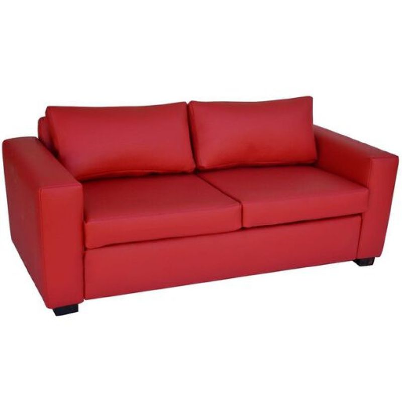 BILDUN - Sofá Ecocuero 3 Cuerpos Rojo