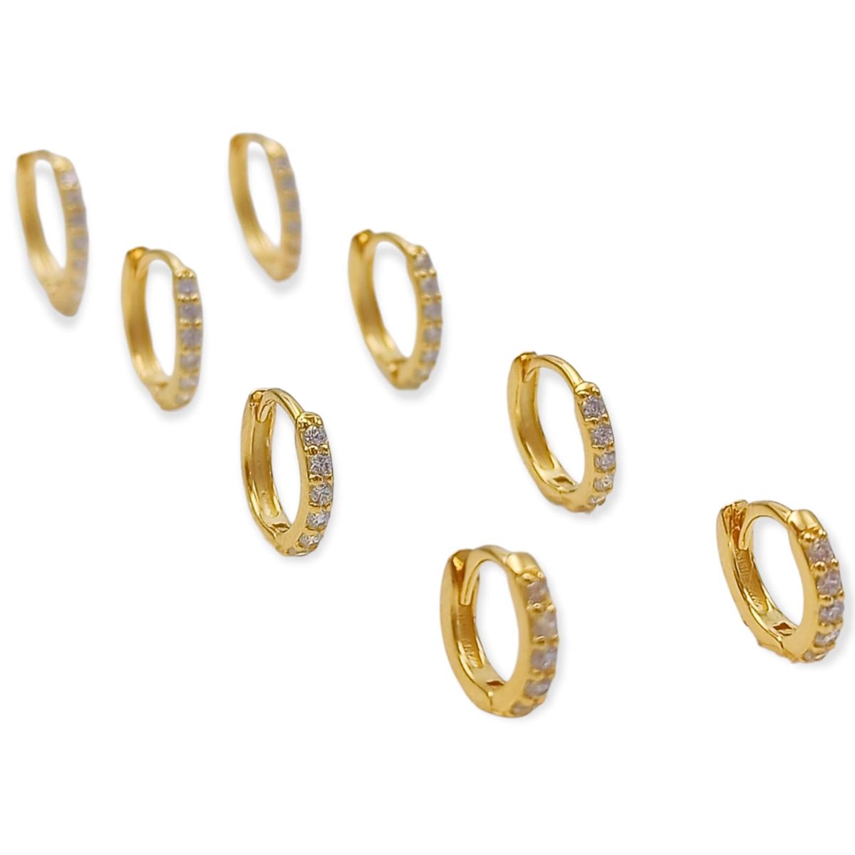 ELBAULDEJUMA - Pack Aros 4 Pares Argollas Piercing Básico Plata Chapada Oro