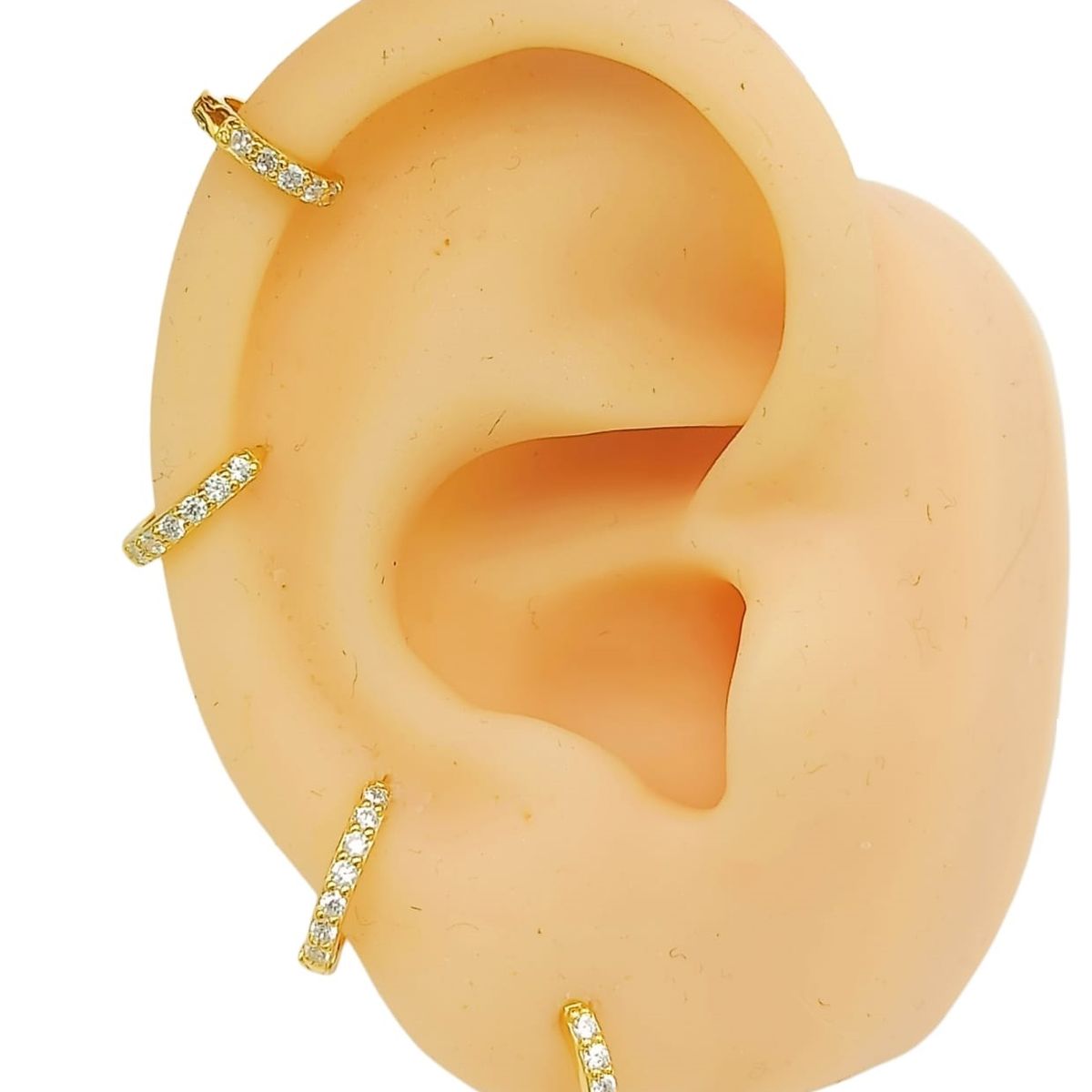 ELBAULDEJUMA - Pack Aros 4 Pares Argollas Piercing Básico Plata Chapada Oro