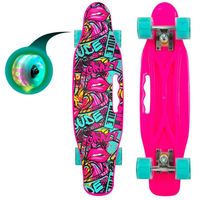 Skate Clásico Patineta Fucsia Kiss, Ruedas Led