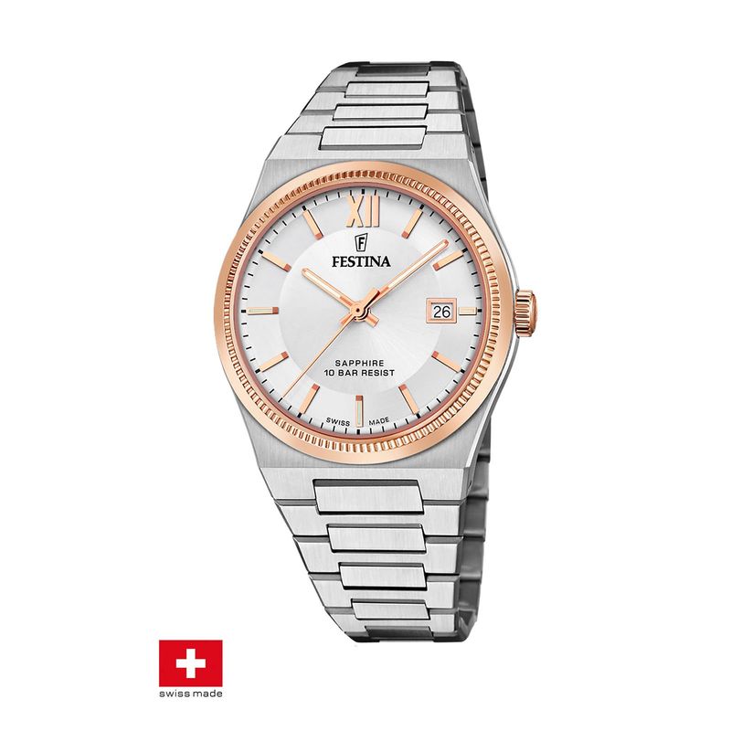FESTINA SWISS - Reloj F20036/1 Festina Swiss Plateado Hombre My Swiss Time