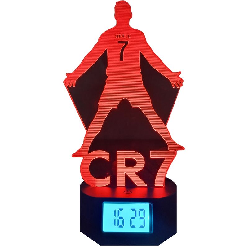 GENERICO - Lampara Reloj ilusión 3D De CR7 Cristiano Ronaldo 7 Colores Integrado