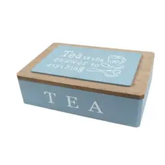 GENERICO - Caja De Té Mediana De Madera 6 Espacios Con Diseños Tea