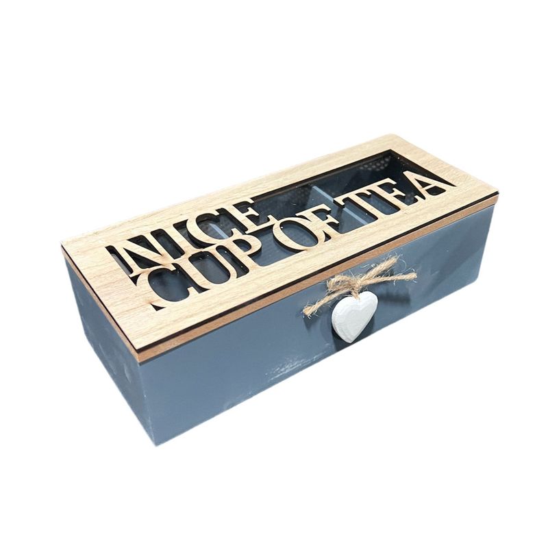 GENERICO - Caja De Té Mediana De Madera 3 Espacios Con Corazon A