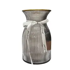 GENERICO - Florero Jarron Decorativo Vidrio Clasico Lineas 19,5cm