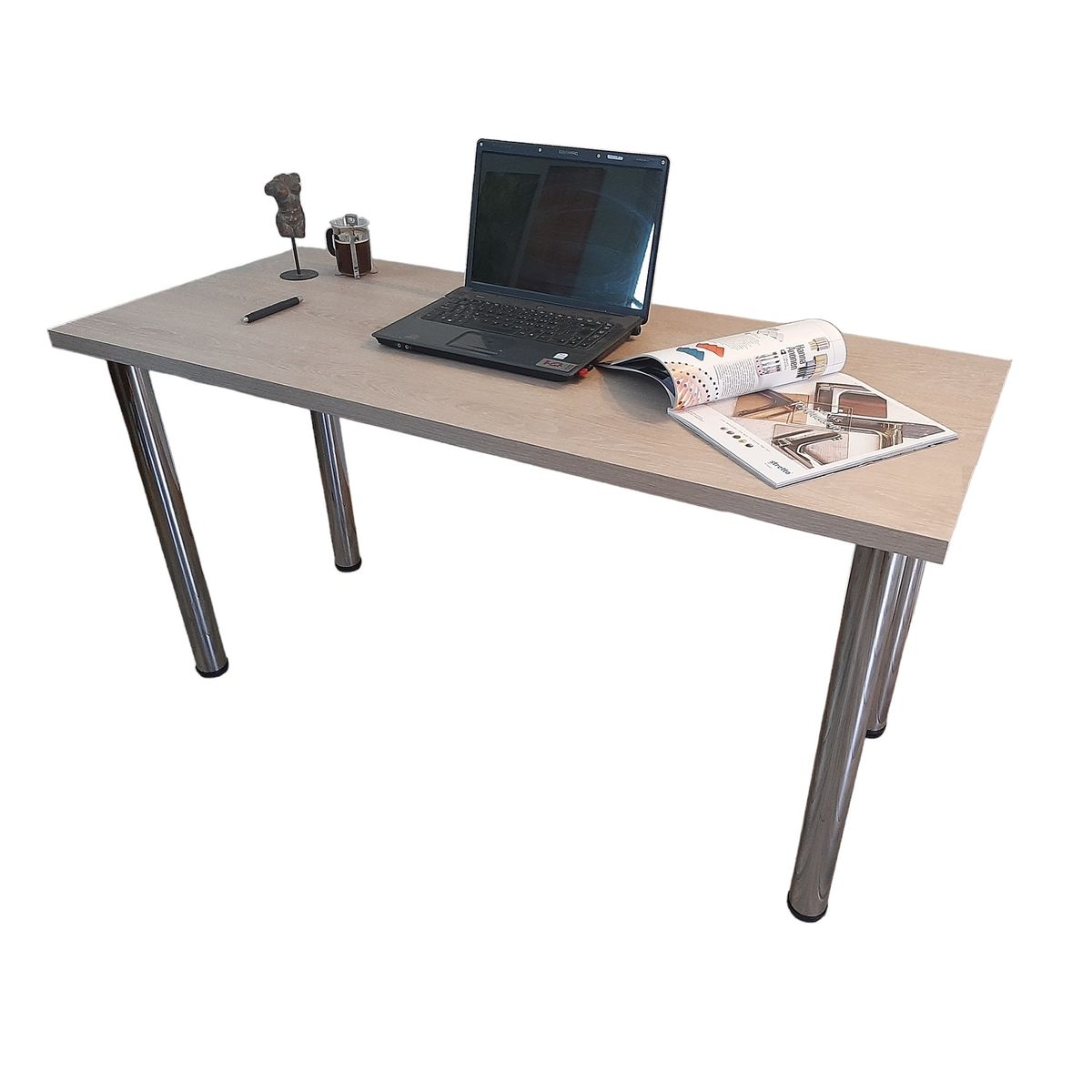 GENERICO - Escritorio 140 x 60 con patas tubulares, cajonera y cubierta 30mm