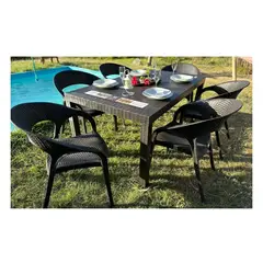 GENERICO - Comedor terraza Zapallar seis personas textura ratán