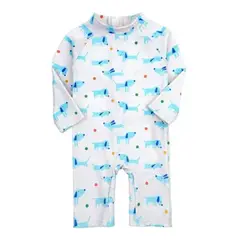 JUMP KIDS - Traje de Baño Enterito Manga Larga Niño Blanco.