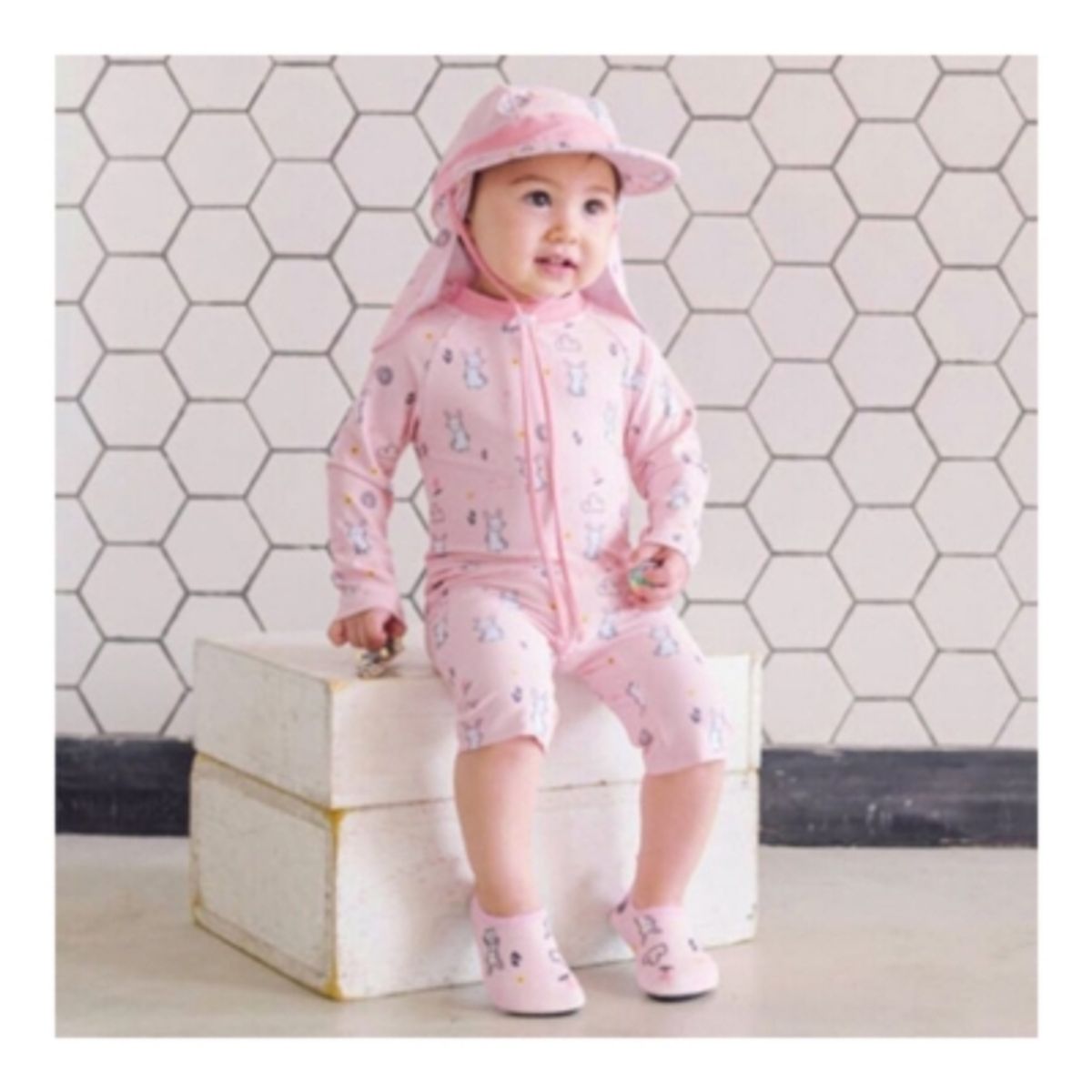 JUMP KIDS - Traje de Baño Enterito Manga Larga Niña Jump Kids Conejitos